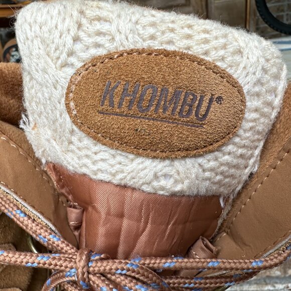 Khombu Cozy Pac Suede Snow Duck Boots in Tan Suede Cable Knit Detail, Size 7 - Picture 4 of 7